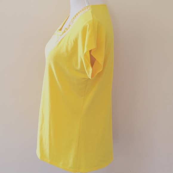 Ruby Rd yellow sequin tee size small - Picture 3 of 5